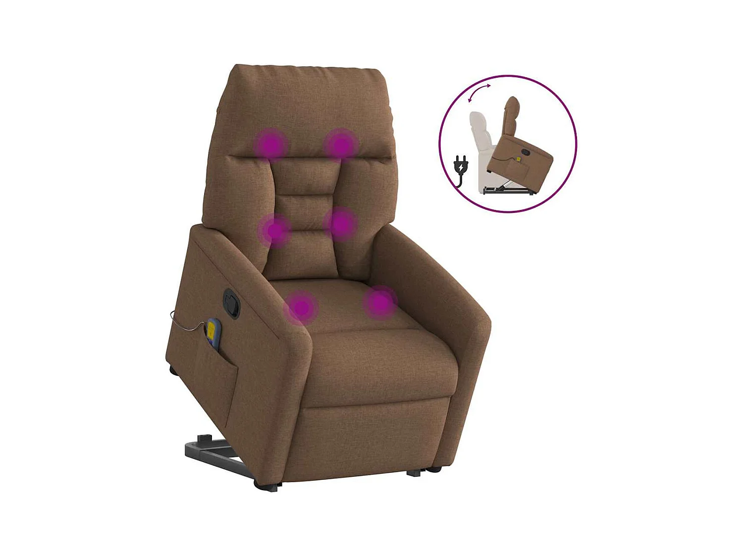 Silla de masaje reclinable de pie de tela marrón SHL7631