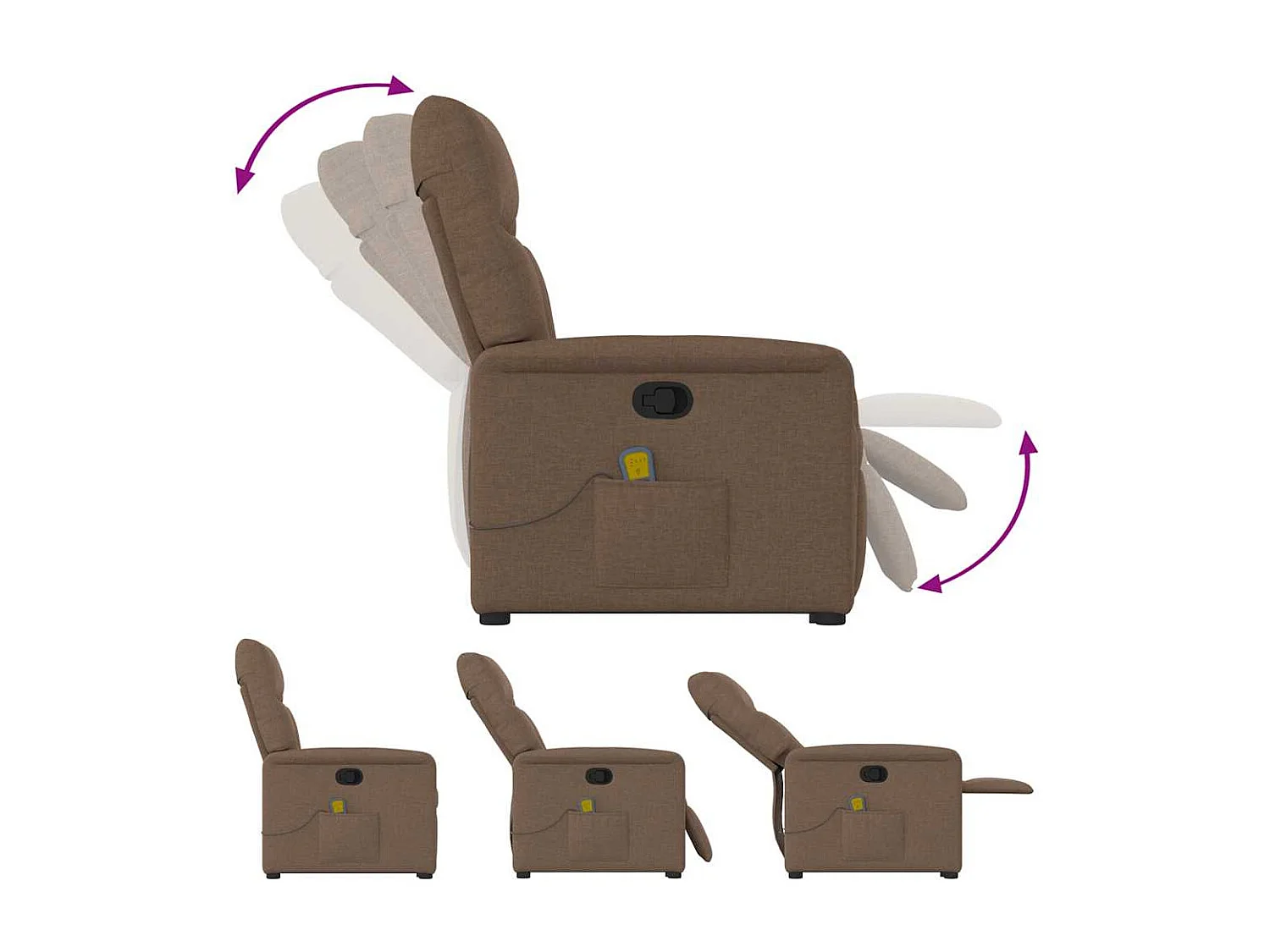 Fauteuil inclinable-Chaise de relax-Fauteuil de Massage Marron Tissu SHL3818