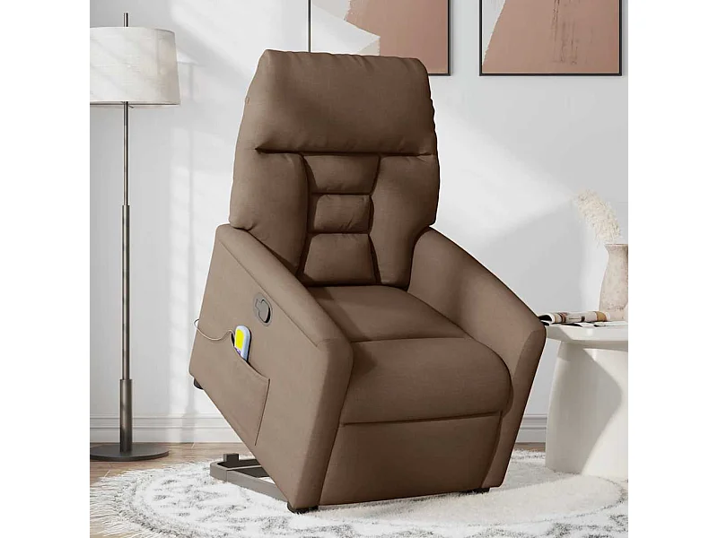 Fauteuil inclinable-Chaise de relax-Fauteuil de Massage Marron Tissu SHL3818