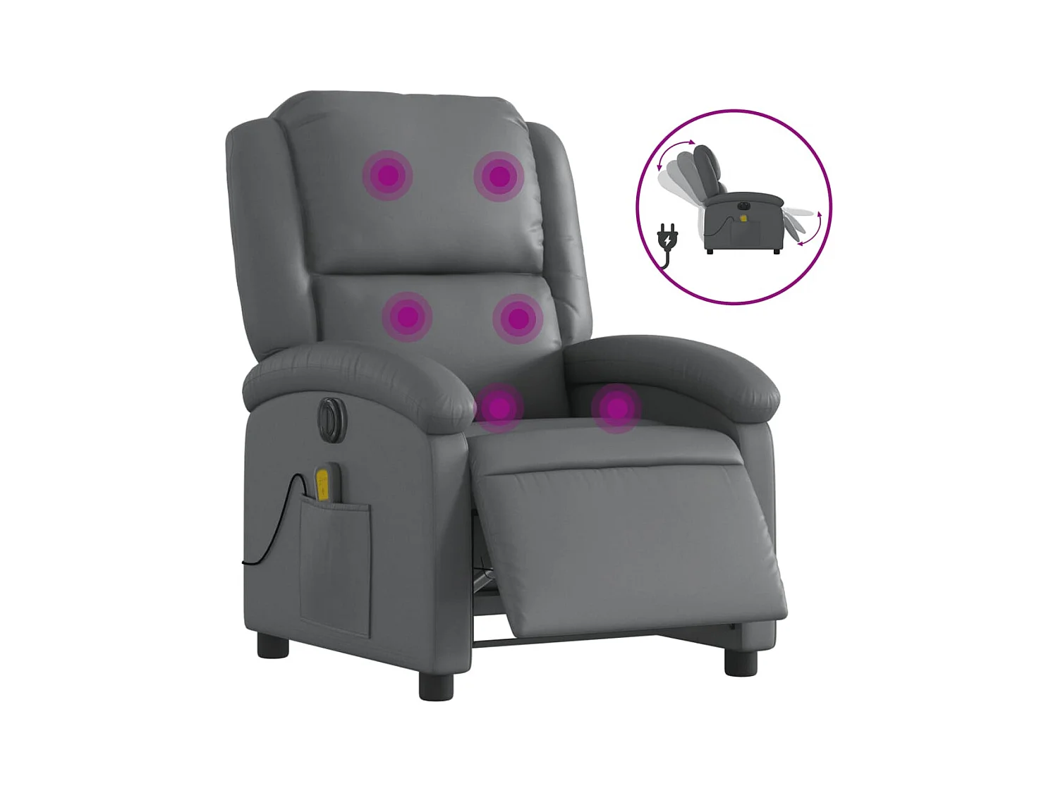 Fauteuil inclinable électrique-Fauteuil de massage pour Salon gris similicuir SHL1567
