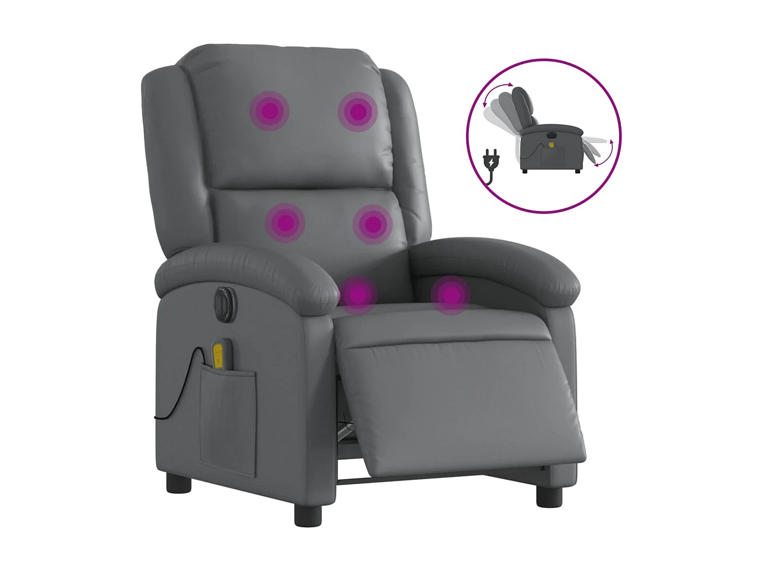 Massagesessel Elektrisch | Relaxsessel indoor Grau Kunstleder SHL58246