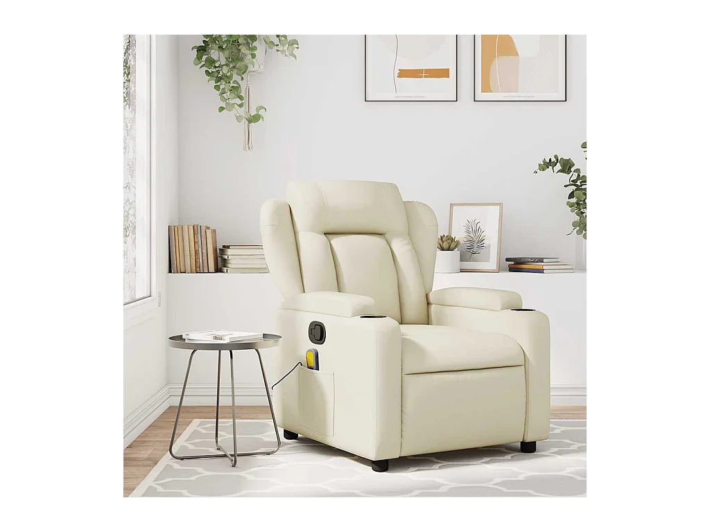 Fauteuil inclinable-Chaise de relax-Fauteuil de Massage crème similicuir SHL1153