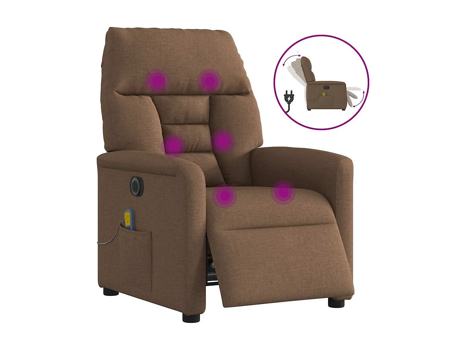 Fauteuil inclinable électrique-Chaise de relax-Fauteuil de Massage marron tissu SHL5322