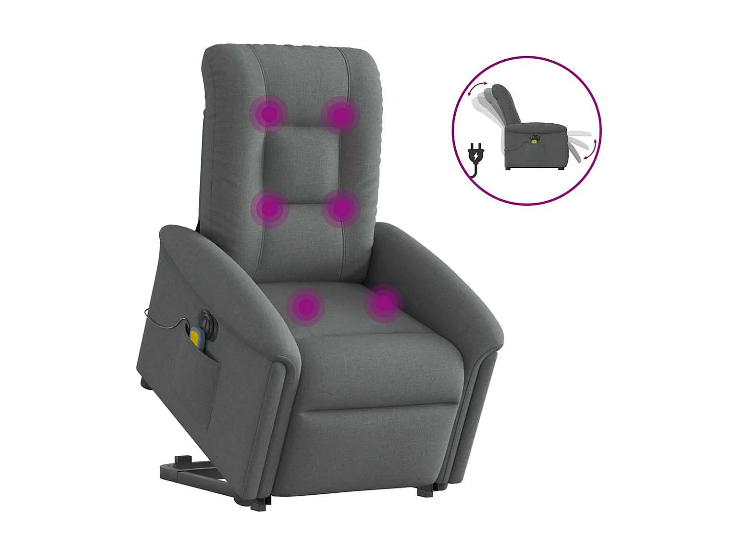 Fauteuil inclinable électrique-Chaise de relax-Fauteuil de Massage Gris foncé Tissu SHL3036
