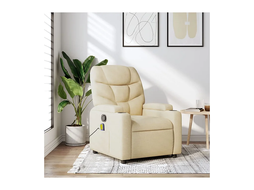 Fauteuil inclinable-Chaise de relax-Fauteuil de Massage crème tissu SHL1050