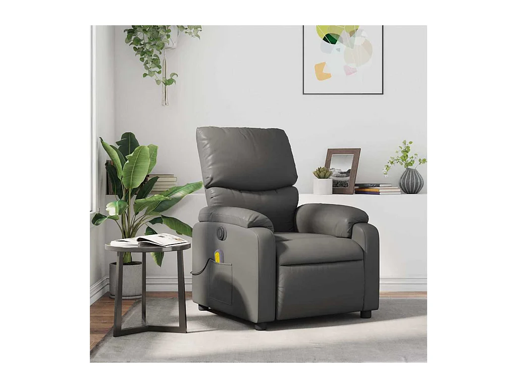 Sillón de salón | Silla | Sillón de masaje reclinable cuero sintético gris SHL9699