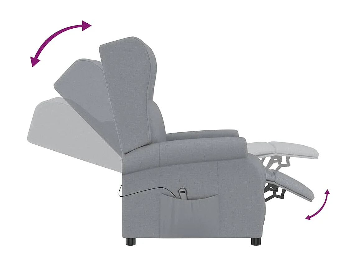 Fauteuil inclinable électrique-Chaise de relax à oreilles gris clair tissu SHL4431