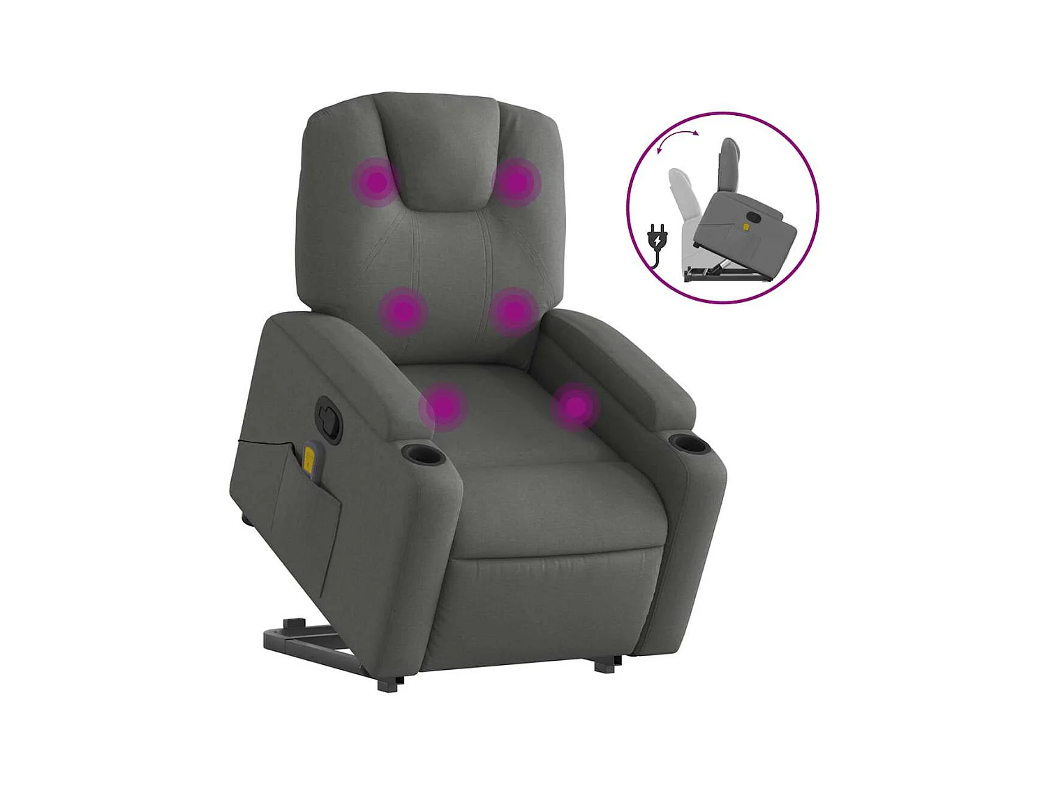 Fauteuil inclinable-Chaise de relax-Fauteuil de Massage Gris foncé Tissu SHL1041