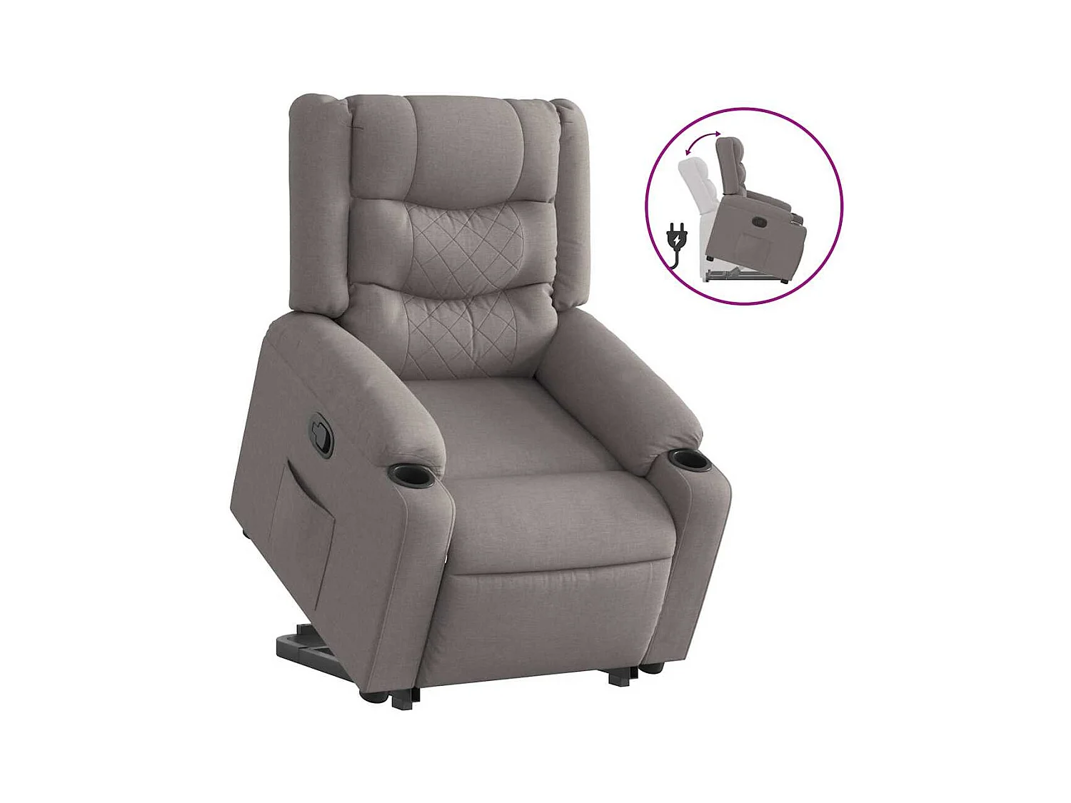Sillón de relax | Silla | Sillón reclinable elevable tela gris taupe SHL2511