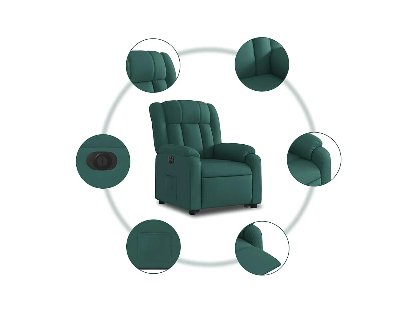 Silla de relax | Sillón eléctrico reclinable elevable de tela verde oscuro SHL6296