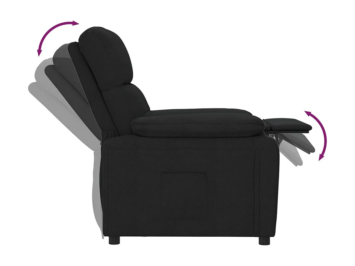 Fauteuil salon-Chaise relax-Fauteuil inclinable Noir Tissu SHL4291