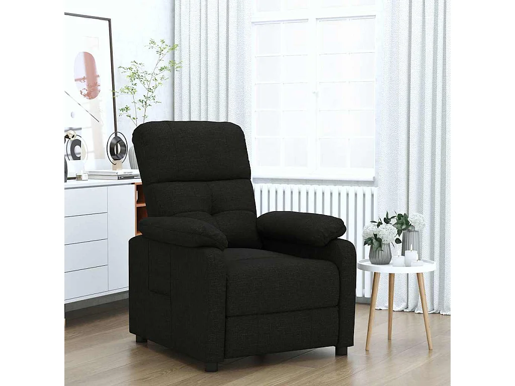 Relaxsessel | Lounge Sessel für Wohnzimmer Schwarz Stoff SHL19423