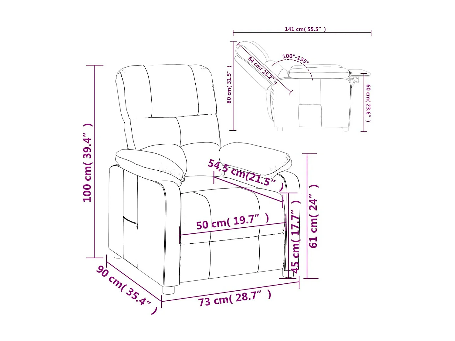 Relaxsessel | Lounge Sessel für Wohnzimmer Schwarz Stoff SHL19423