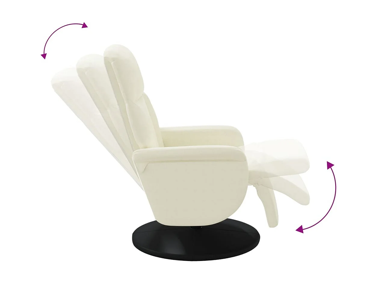 Relaxstoel | Fauteuil | Bureaustoel met voetensteun verstelbaar fluweel crèmekleurig