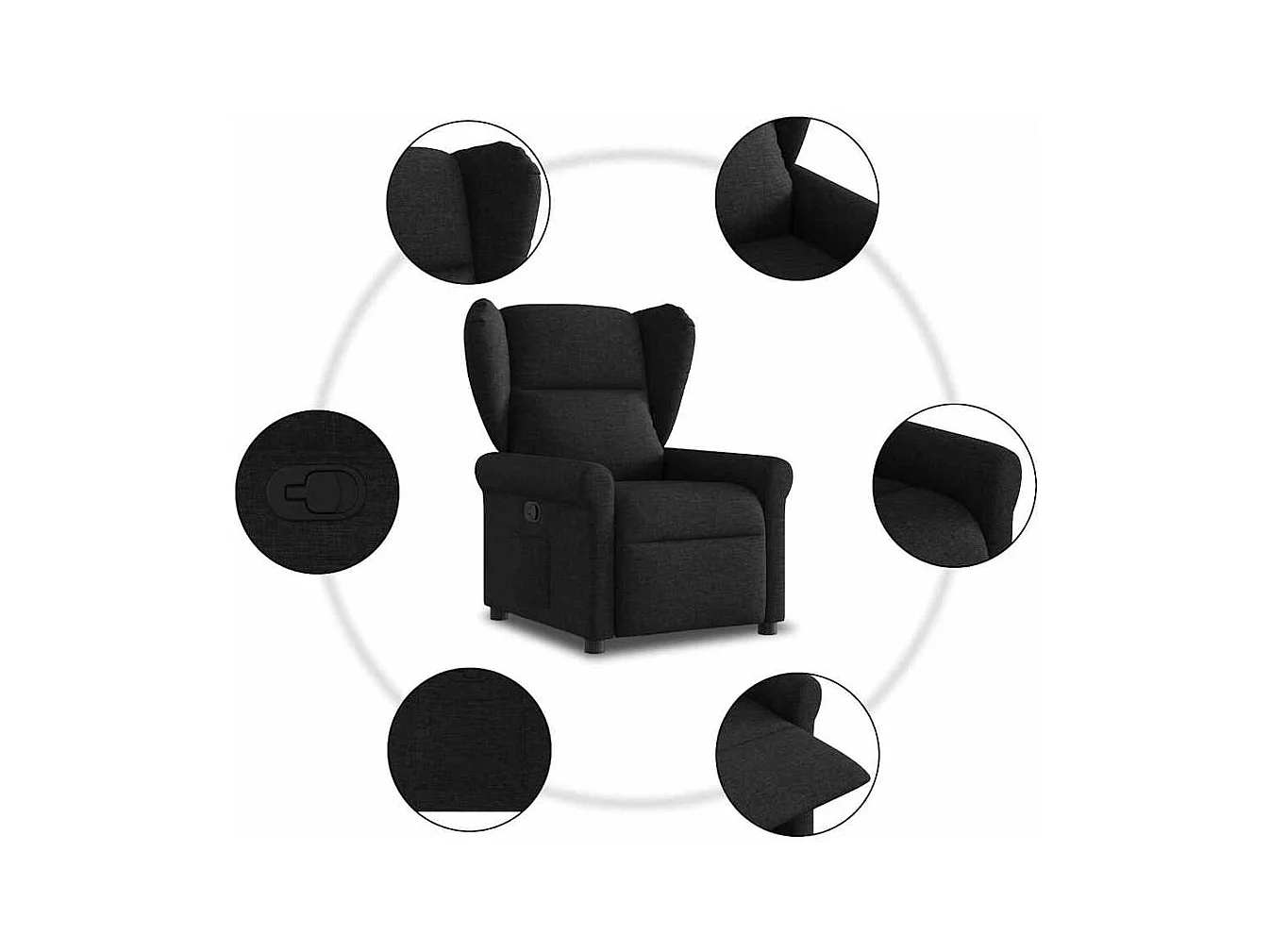 Sillón de relax | Silla | Sillón reclinable de tela negro SHL8163