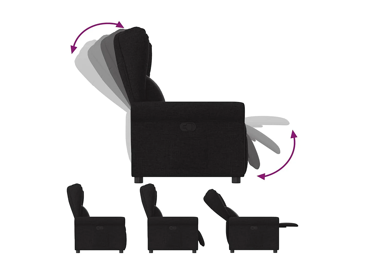 Fauteuil inclinable-Chaise de relax-Fauteuil TV Noir Tissu SHL3697
