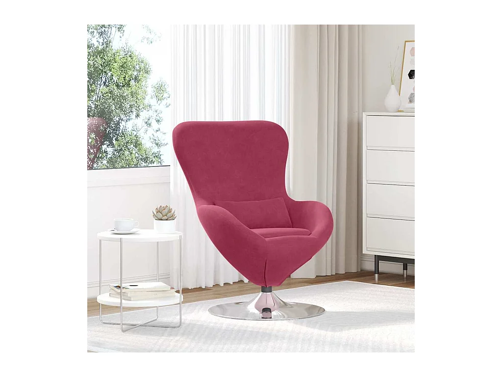 Sillón de relax | Sillón huevo Rojo vino tinto 63x73x90 cm Terciopelo SHL9581