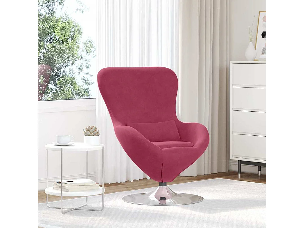Chaise de Salon-Fauteuil œuf Rouge bordeaux 63x73x90 cm Velours SHL3034