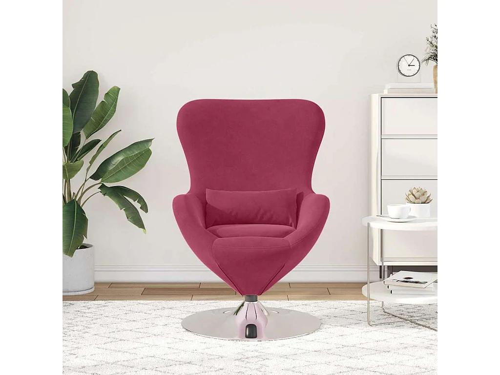 Chaise de Salon-Fauteuil œuf Rouge bordeaux 63x73x90 cm Velours SHL3034