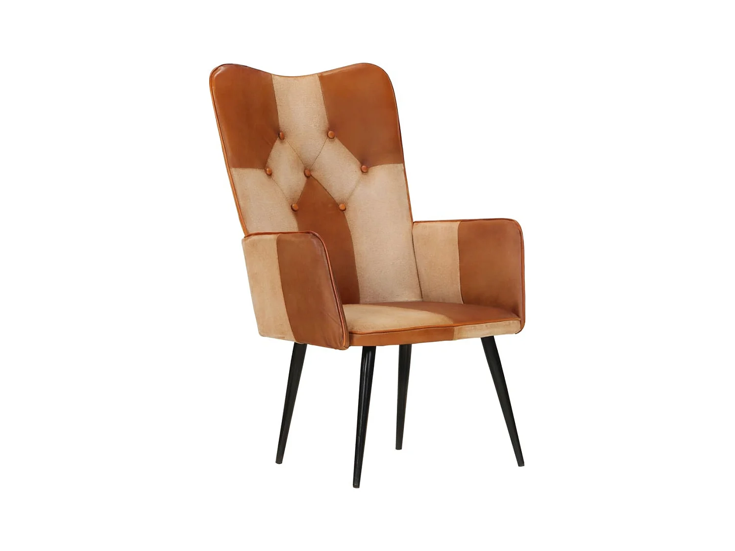 Sillón de salón | Silla | Sillón orejero cuero auténtico marrón y crema SHL8883