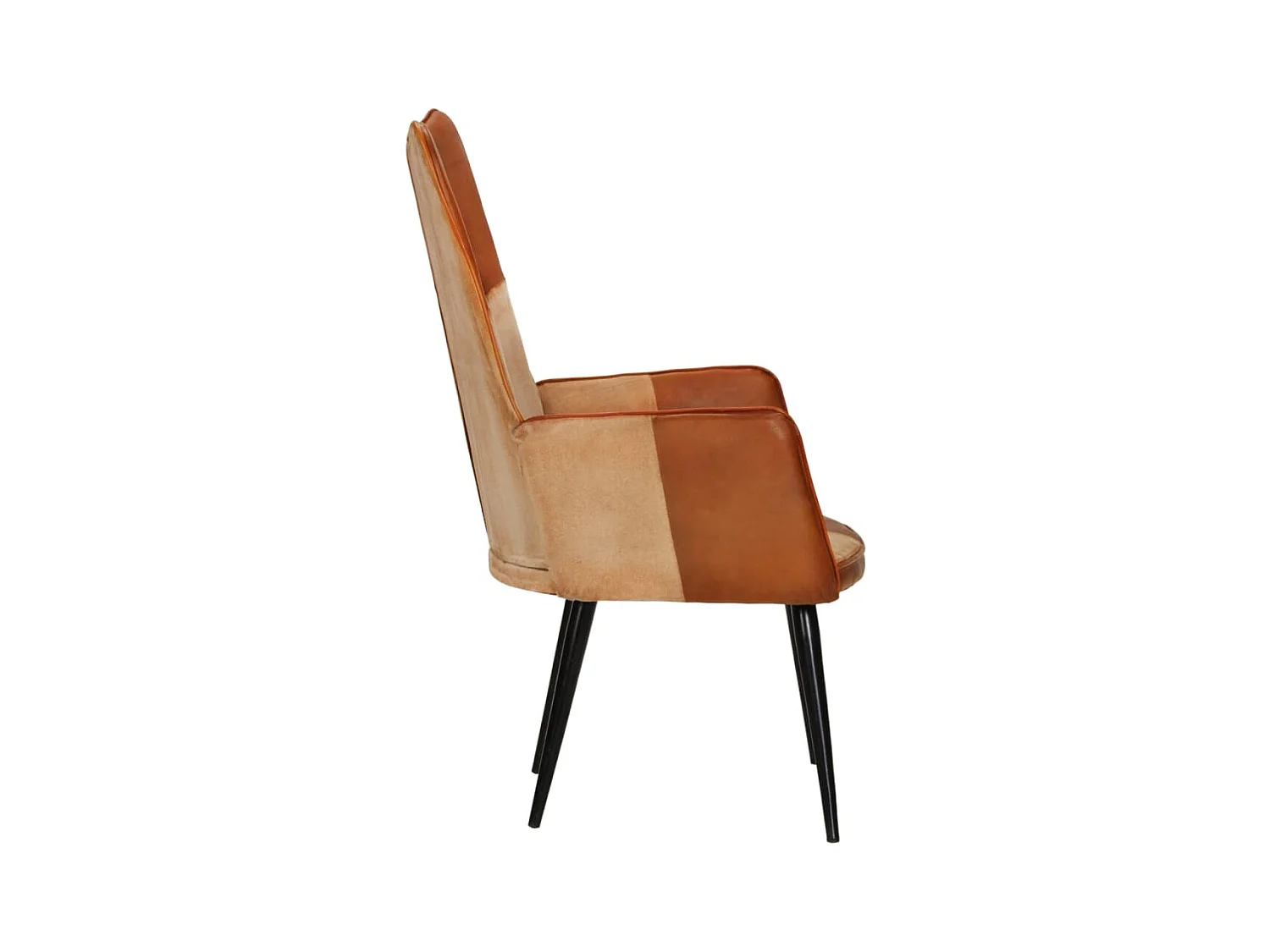 Sillón de salón | Silla | Sillón orejero cuero auténtico marrón y crema SHL8883