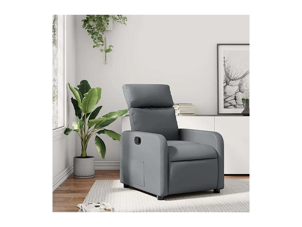 Sillón de relax | Sillón reclinable de cuero sintético gris SHL9018