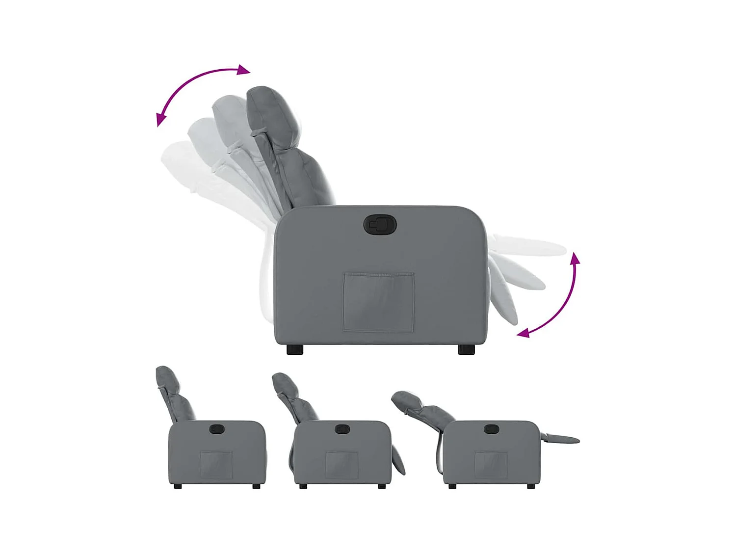 Sillón de relax | Sillón reclinable de cuero sintético gris SHL9018