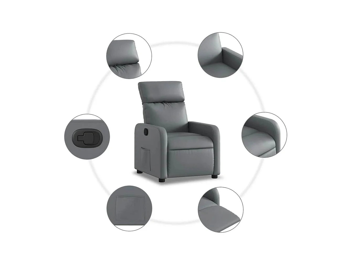 Sillón de relax | Sillón reclinable de cuero sintético gris SHL9018