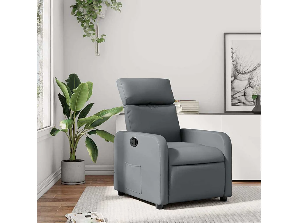 Relaxsessel | Lounge Sessel für Wohnzimmer Grau Kunstleder SHL29801