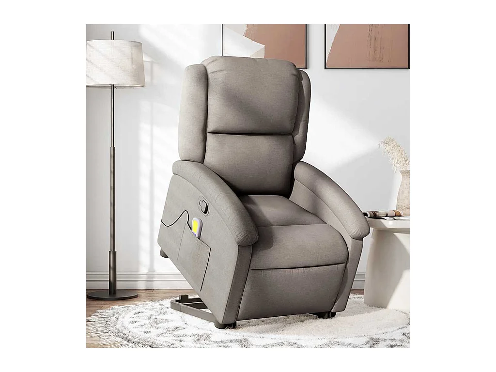 Sillón de relax | Sillón reclinable de masaje elevable tela gris taupé SHL4930