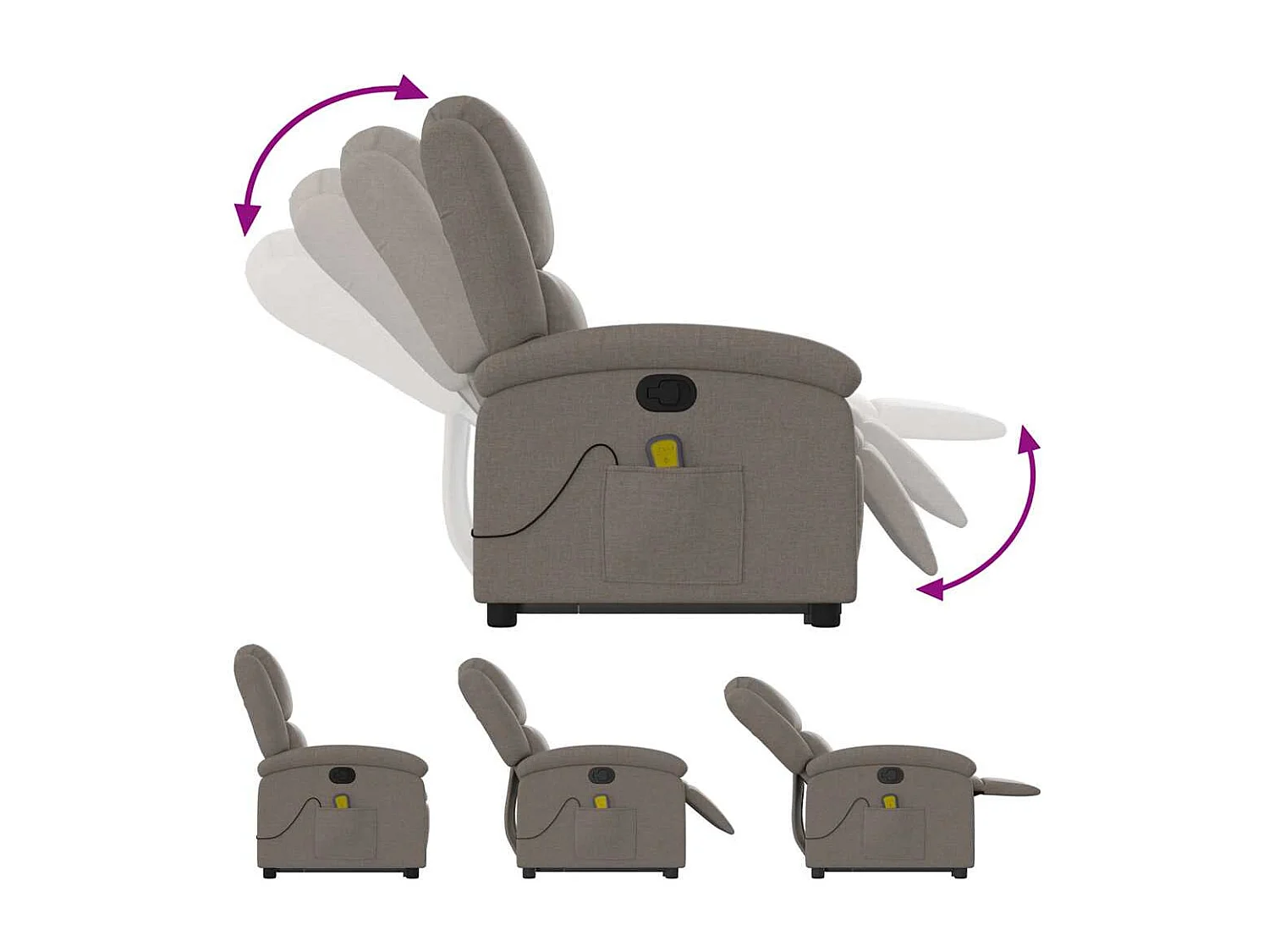 Sillón de relax | Sillón reclinable de masaje elevable tela gris taupé SHL4930