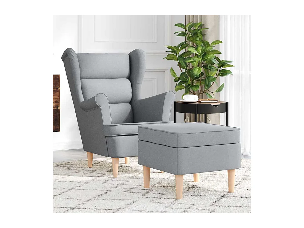 Sillón de salón | Silla de relax con reposapiés tela gris claro SHL4131