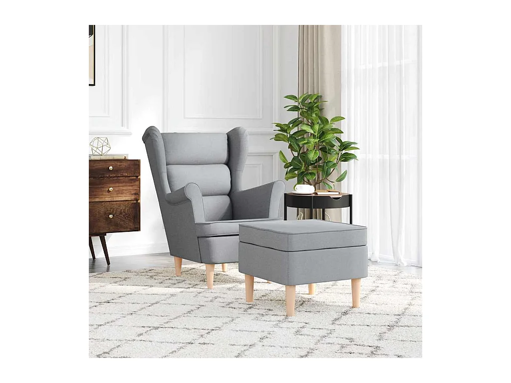 Sillón de salón | Silla de relax con reposapiés tela gris claro SHL4131