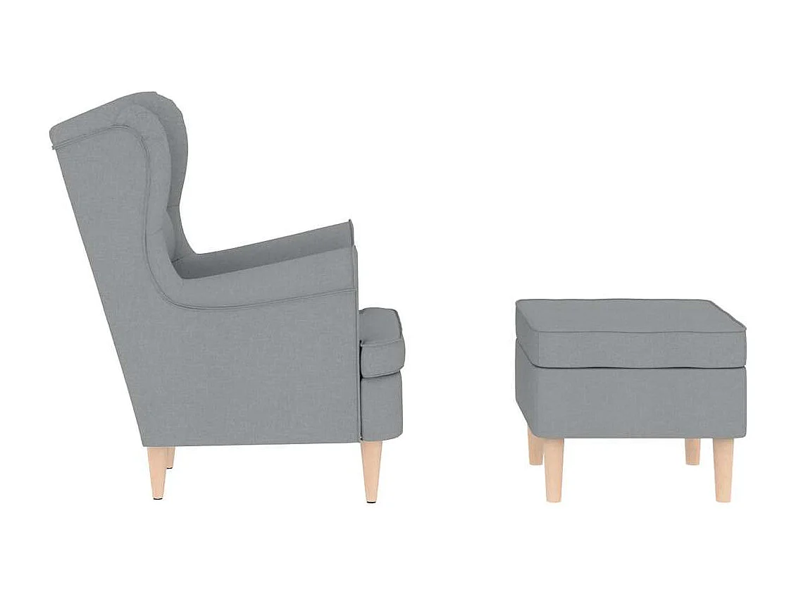 Sessel mit Fußhocker | Relaxsessel Hellgrau Stoff SHL30393