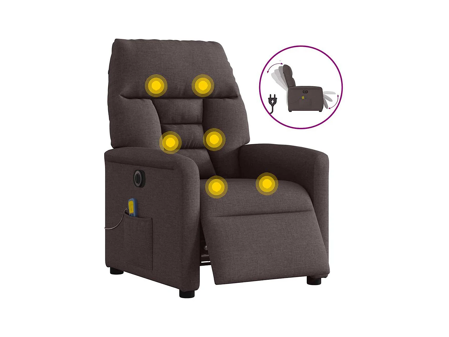 Sillón de relax | Sillón reclinable de masaje eléctrico tela marrón oscuro SHL6226