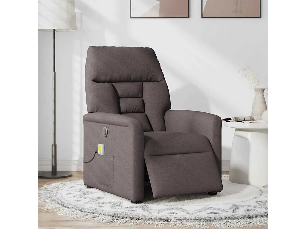Fauteuil inclinable électrique-Fauteuil de massage de Salon Marron foncé Tissu SHL1222