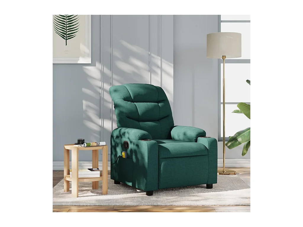 Fauteuil inclinable-Chaise de relax-Fauteuil de Massage vert foncé tissu SHL2805