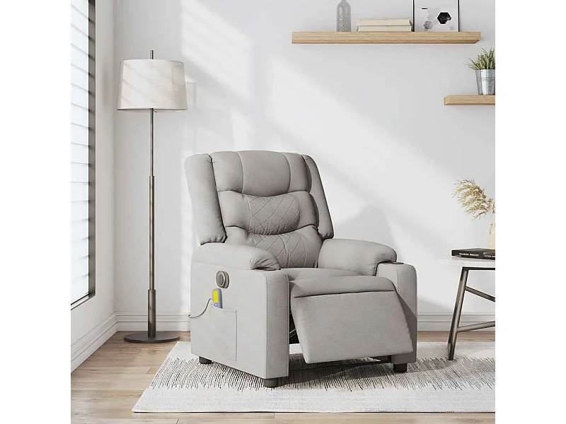 Sillón de relax | Sillón reclinable de masaje eléctrico tela gris nube SHL7510