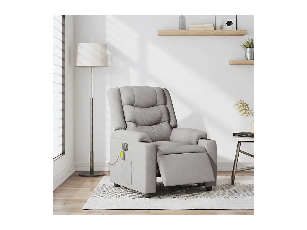 Sillón de relax | Sillón reclinable de masaje eléctrico tela gris nube SHL7510
