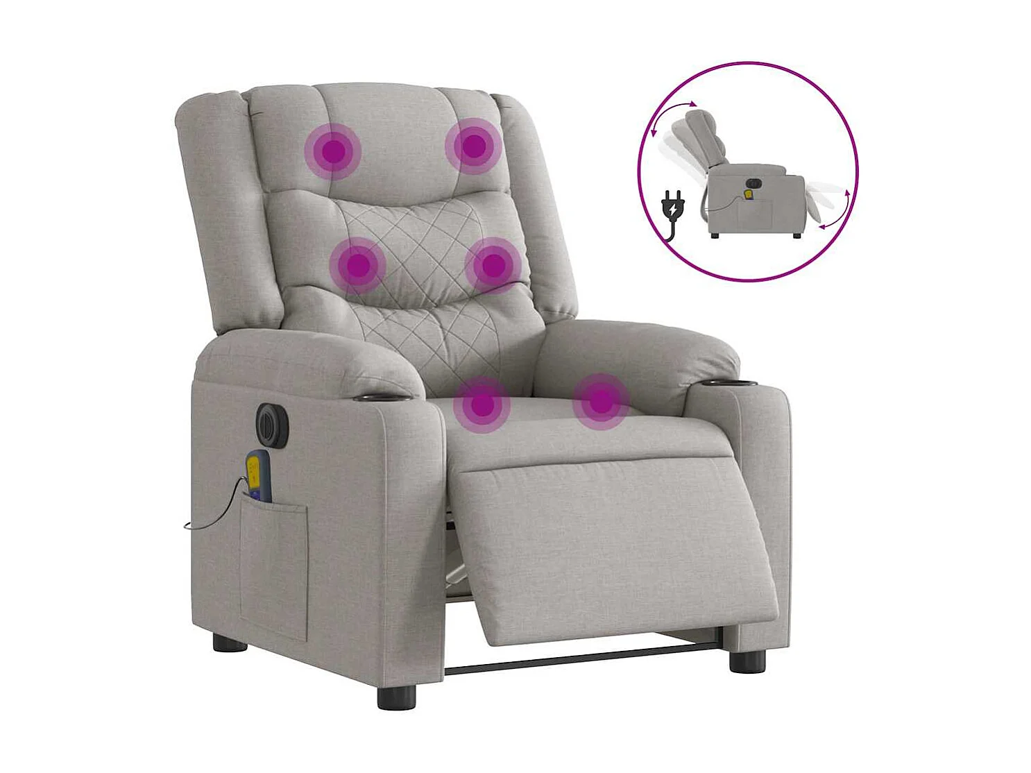 Fauteuil inclinable électrique-Fauteuil de massage de Salon gris nuage tissu SHL1289
