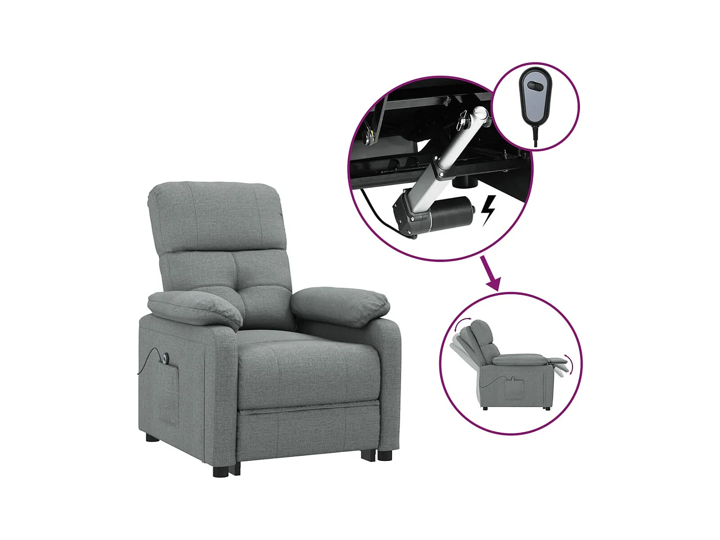 Sillón de relax | Silla | Sillón reclinable eléctrico de tela gris oscuro SHL8963