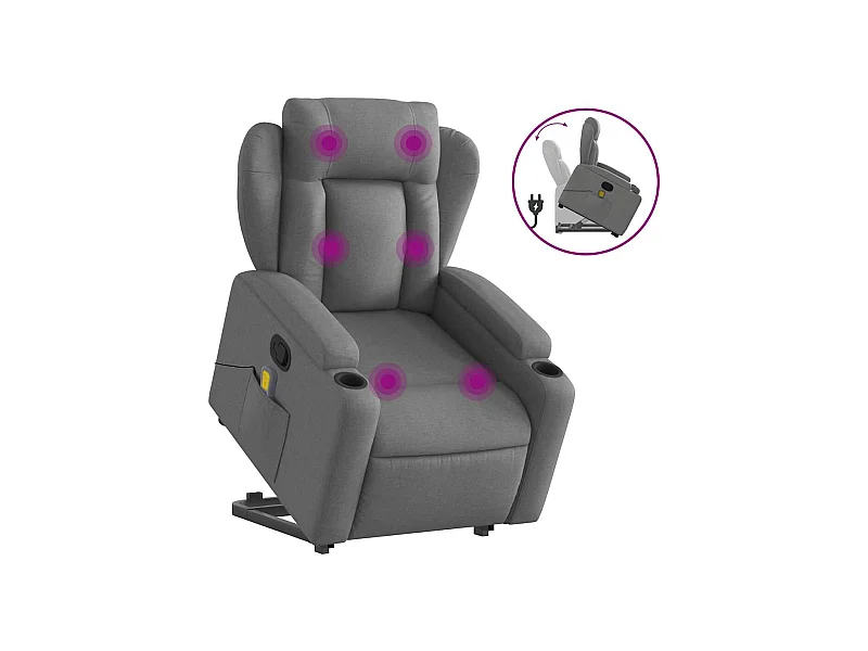 Silla de masaje reclinable de pie de tela gris oscuro SHL6407