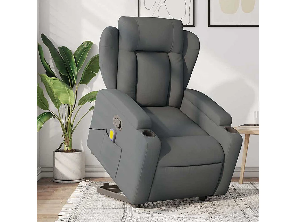Fauteuil inclinable-Chaise de relax-Fauteuil de Massage Gris foncé Tissu SHL4132