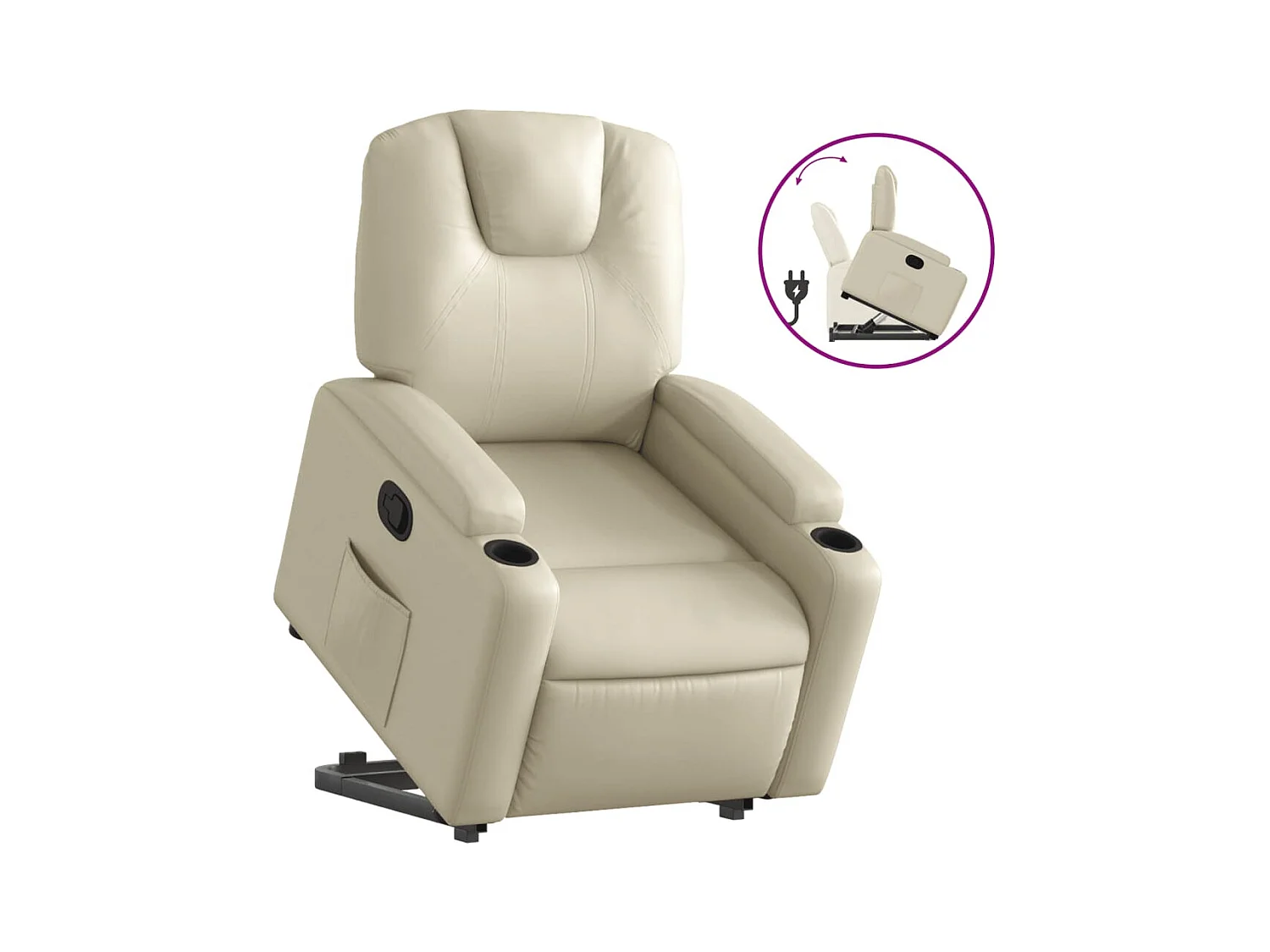 Sillón de relax | Sillón reclinable elevable cuero artificial color crema SHL8963