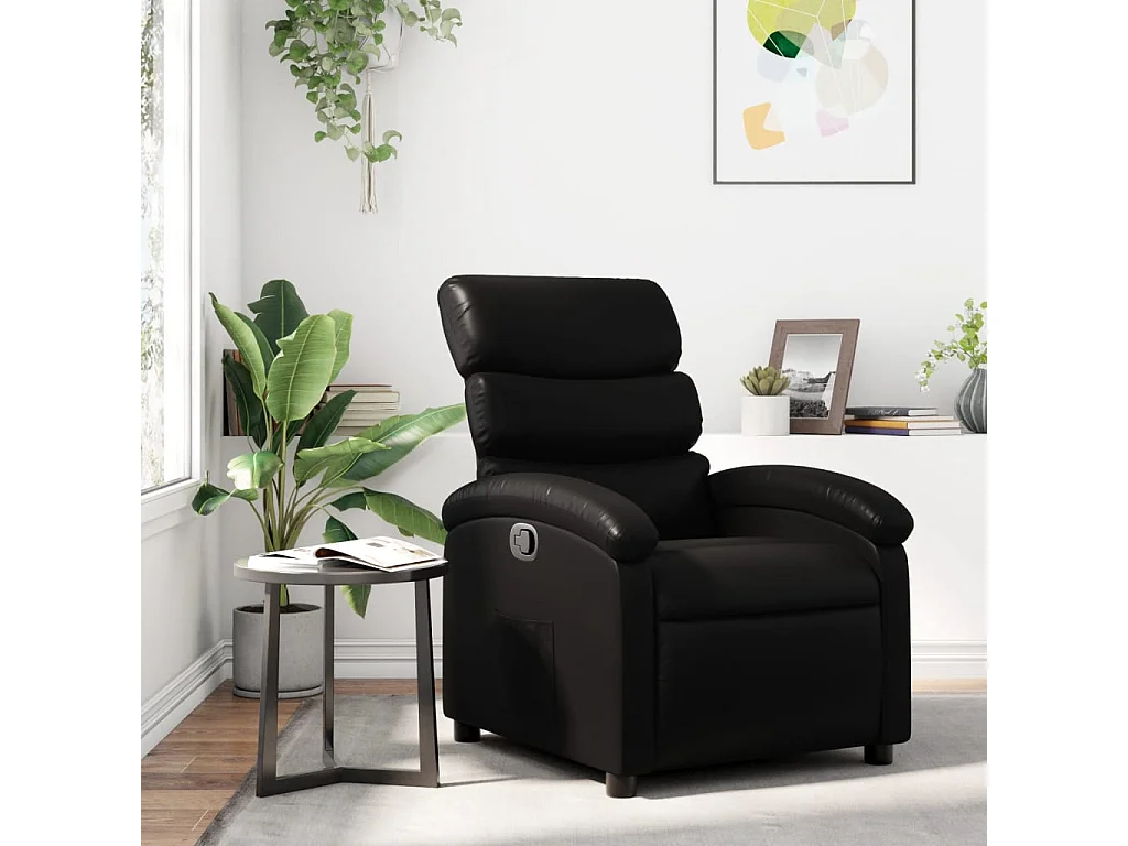 Relaxsessel | Lounge Sessel für Wohnzimmer Kunstleder Schwarz SHL76826