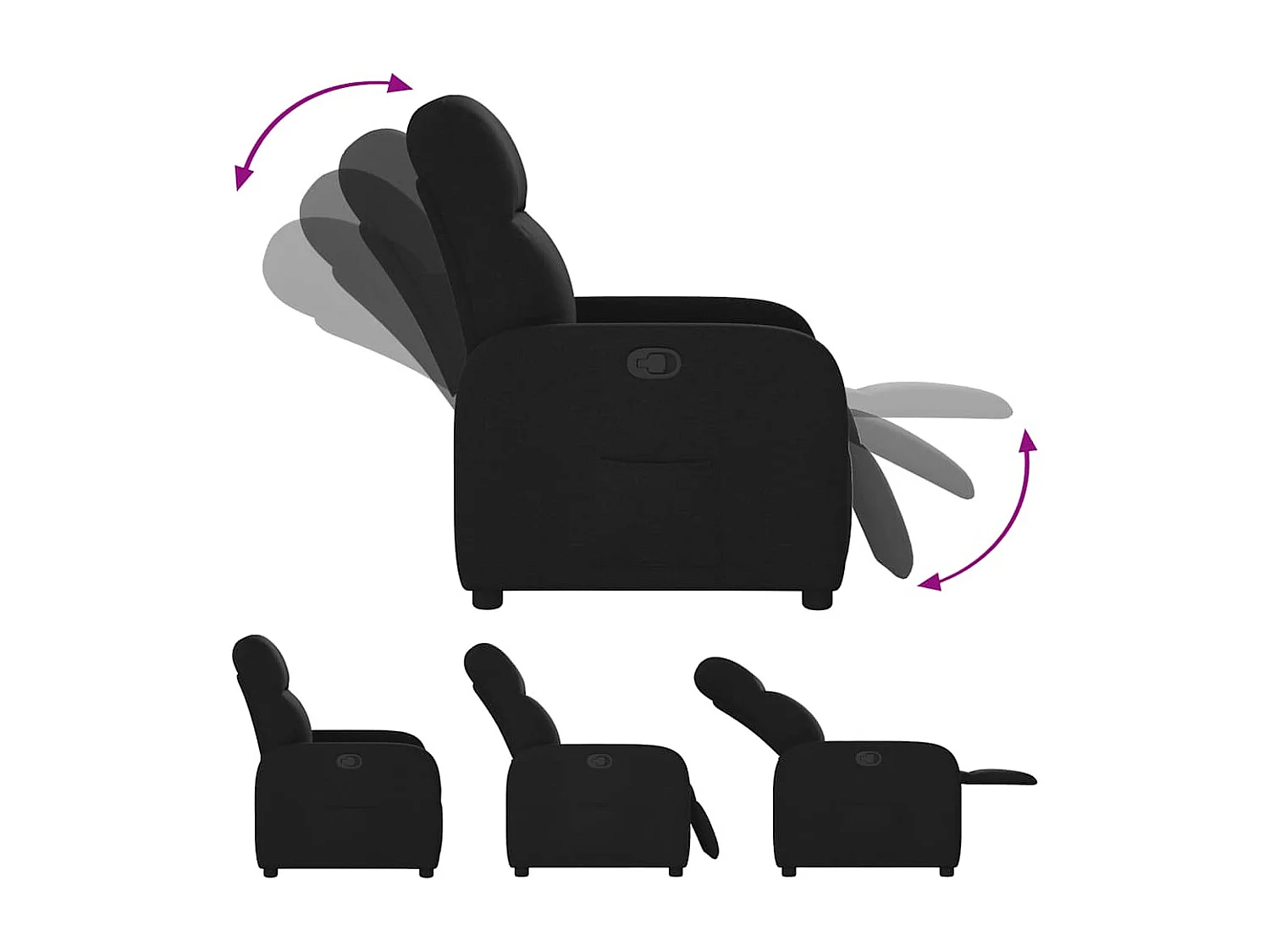 Fauteuil inclinable-Chaise de relax-Fauteuil TV Noir Tissu SHL2597