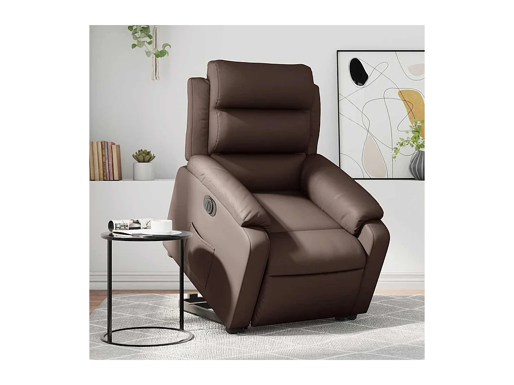 Sillón de relax | Sillón reclinable elevable eléctrico de cuero sintético marrón SHL9668