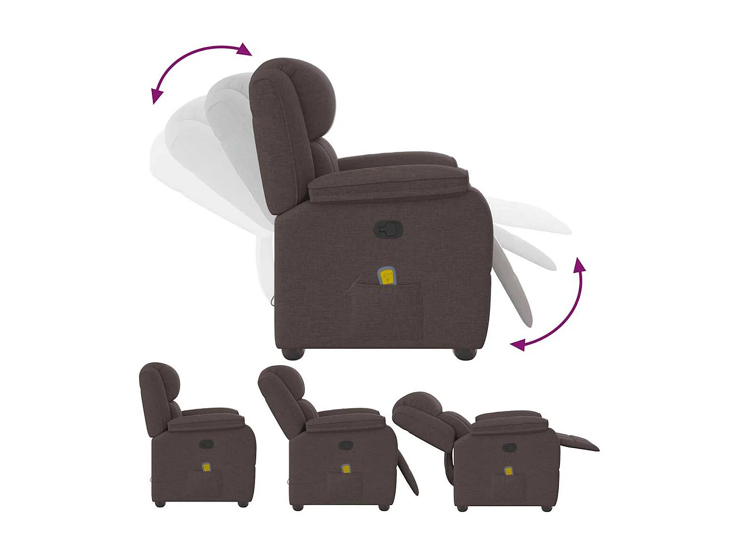 Sillón de salón | Silla | Sillón de masaje reclinable de tela marrón oscuro SHL3008