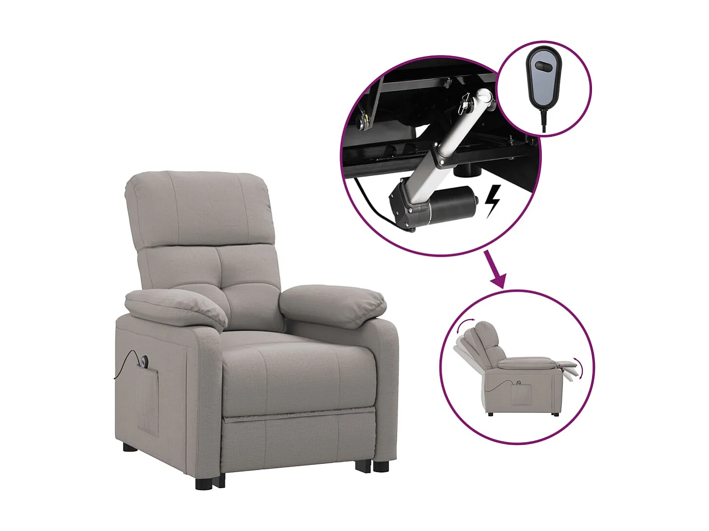 Sillón de relax | Silla | Sillón reclinable eléctrico tela gris taupé SHL2578