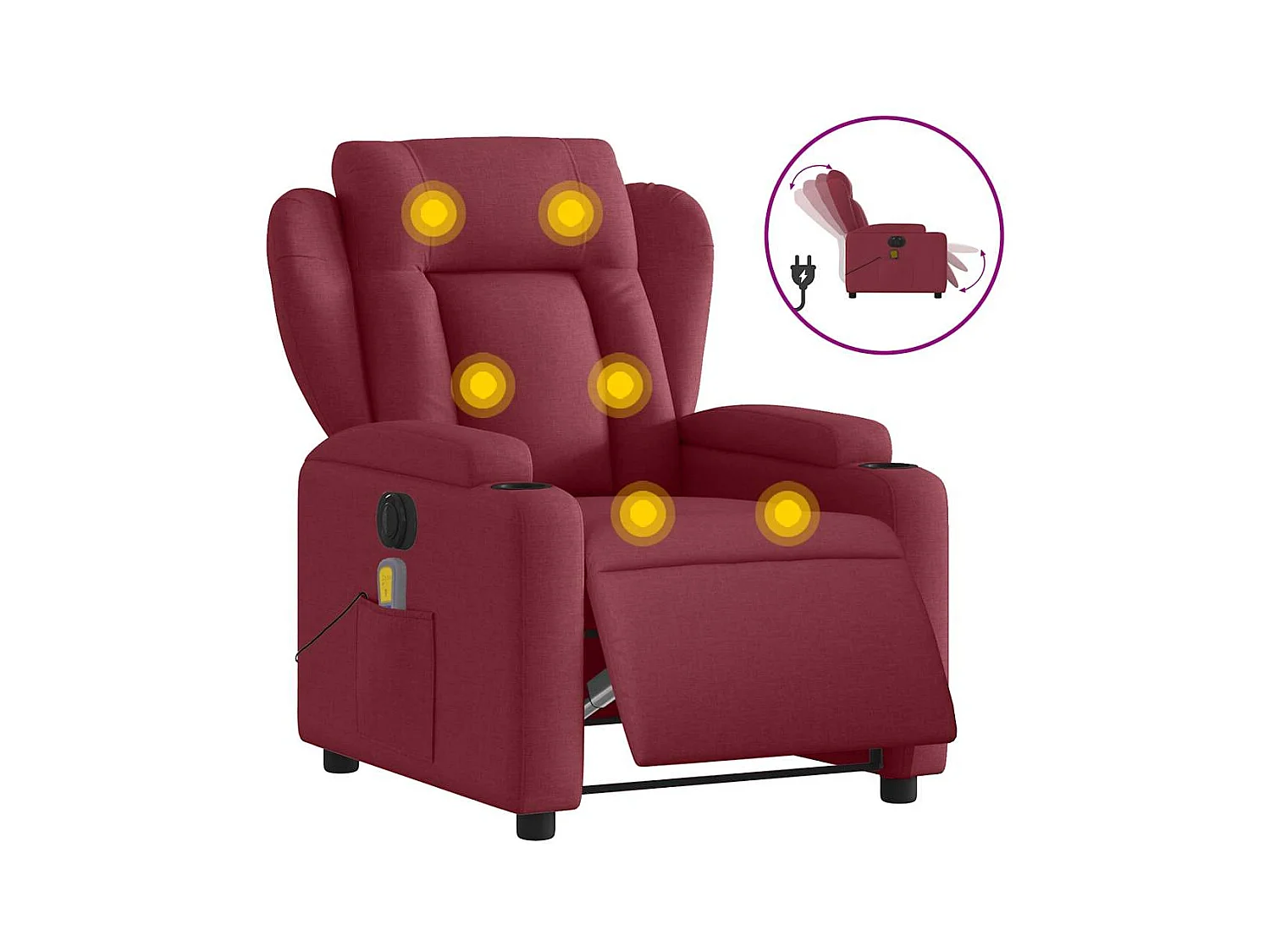 Sillón de salón | Silla | Sillón de masaje reclinable eléctrico tela rojo tinto SHL5087